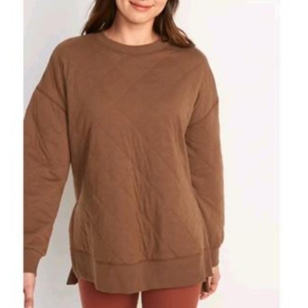Old Navy Women's Long-Sleeve Vintage Quilted Tunic Sweatshirt - NWOT